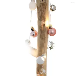 Strings Christmas Tree String Lights Led Balls And Bell Pine Cone Needles Copper Wire Fairy Bells Garland Decor