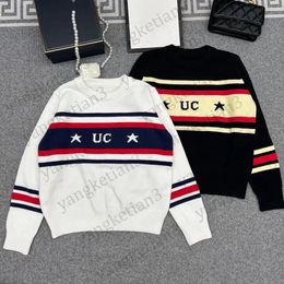 Italy Fashion brand Stripes Oversize Sweaters Womens Top Vintage Long Casual G+G letter 1:1 Women Round neck Knit ucci Five-pointed star Graphic Pullover Sweaters tops