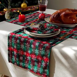 Table Cloth Year Green Snowflake Plaid Flag Dining Mats Christmas Decoration Kitchen Western Tableware