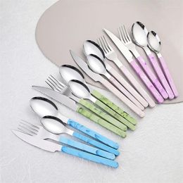 Dinnerware Sets 4PCS/SET Vintage Chinese Style Knife Fork Spoon Cutlery Set Steak Dessert Colourful Tableware