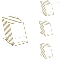 Party Supplies Acrylic Gold Frame Slanted Back Table Sign Holder For Wedding Card Restaurant Signs Pos