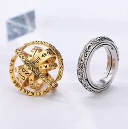 Fashion Astronomy Ball Rings Men Openable Rotate Sphere Cosmic Planet letter Ring Women Fashion Charm Jewellery Accessories