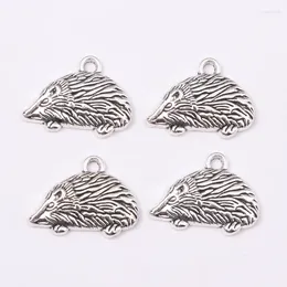 Charms 40 PCS Cute Hedgehog Alloy Animals Silver Colour Pendants For Making Handmade Necklace DIY Jewellery Findings