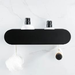 Bathroom Shelves Design Bathroom Shelf Organiser Black Aluminium Shower Caddy With Hook Wc Accessories On Wall Decoration Kitchen Storage Rack 231030