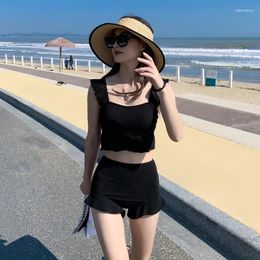 Women's Swimwear Bikini Fashion Sexy Swimsuit Split Korean Ins Style Thin And Small Chest Gathered Warm Spring Swimming