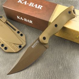 Fixed Blade Knife BK18 Short Harpoon Tan Harpoon Point Blade Outdoor Combat Straight Knife Camping Hunting Tactical Defence Utility Knives 535 4850 3300 15080 176