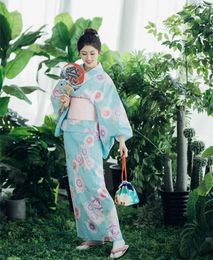 Ethnic Clothing Women's Yukata Traditional Japan Kimono Robe Pography Dress Cosplay Costume Flower Prints Vintage Single Cloth