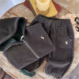 Fashion Luxury Kids Sport Clothing Sets Designer Boys Girls Hoodie Sweatshirt Pants Velvet Warm 2pcs Children Clothes outfits