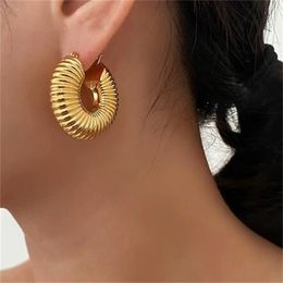 925 Silver Needle Modern Jewelry Metal Hoop Earrings 2024 New Trend Hot Selling Gold Color Fashion Drop Earrings For Women GC2428