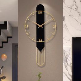 Wall Clocks Living Room Clock Decoration Quartz Gift Round Home Pieces Elegant Art Gold Black Fashion Duvar Saati Decor