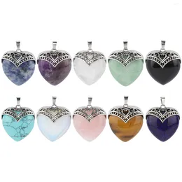 Charms Naturally Amethyst Agates Green Aventurine Pointed Heart Shape Pendant Chain Box Kits Jewellery Making Diy 35.5x30.5x11mm