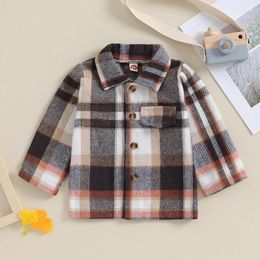 Jackets Toddler Baby Girls Boys Coat Plaid Button-Down Fall Winter Shirts Outerwear Long Sleeve Clothes