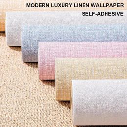 Wallpapers Room Wall Decoration 3D Self-adhesive Linen Waterproof Heat Insulation Wallpaper Renovation Bedroom TV Background Stickers