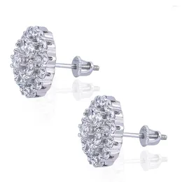 Stud Earrings 1 Pair Hip Hop Jewellery Europe And America Zirconia Micro Inlay Round Thread