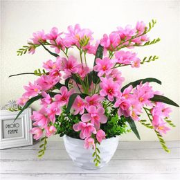 Decorative Flowers Wholesale Fashionable 9 Forks Artificial In Pot Orchid Flower Gift