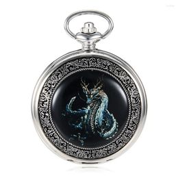 Pocket Watches High Quality Steampunk Silver Dragon Mechanical Watch Vintage Roman Dial Men Gift With Chain