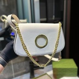 5A Blondie Shoulder Bag Real Leather Crossbody Strap Leather Trim Cotton Linen Lining Round Interlocking Designer Bagscrossbody Chain Bag