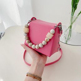 Evening Bags Mini Box PU Leather Crossbody Bag With Chain Handle 2023 Cute Totes Women's Designer Handbag Shoulder