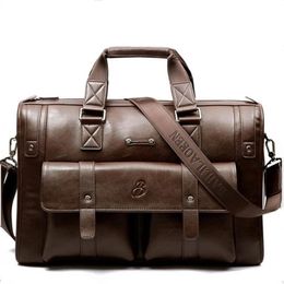 Briefcases Luxury Leather Business Men's Briefcase Male Shoulder Bag Leather Men Messenger Bag Travel Computer Bag 231030