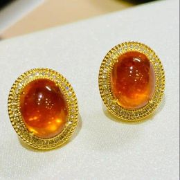Dangle Earrings LR Jewellery Solid 18K Yellow Gold Diamonds Nature 7.36ct Garnet Fanta Gemstones Female Drop For Women Fine