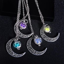 Pendant Necklaces Halloween Gifts Men And Women Style Luminous Beads Starry Sky Moon Stone Necklace Christmas