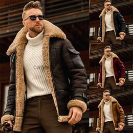 Womens Wool Blends Mens Fur Faux Fur Mens Jackets Men Midlength Windbreaker Jacket With Lapel Suede Coat Fashion Padded LongSleeve Lamb Fur Coats Plus Size L5XL 22091