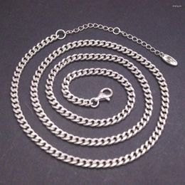 Chains Real Solid 925 Sterling Silver Chain Men Women Lucky 4mm Cuban Curb Link Adjustable Necklace 22g
