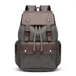 School Bags Xzan Schoolbag Vintage Canvas Leather Backpack Hiking Daypacks Unisex Casual Rucksack Durable Laptop Travel Shoulders Knapsack