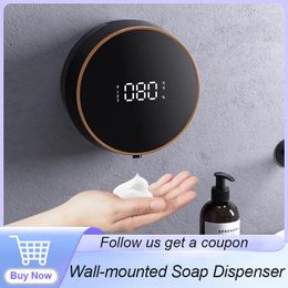 Liquid Soap Dispenser Wall Mounted Automatic Foam With LED Temperature Display USB Rechargeable Touchless Infrared Sensor Machine