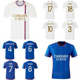 23-24 Lyons Soccer 18 Rayan Cherki Jersey Club Sael Kumbedi Nseke 8 Corentin Tolisso 1 Anthony Lopes 6 Maxence Caqueret Nicolas Tagliafico Football Shirt Blue White