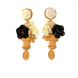 Dangle Earrings Fashion Design Trendy Retro Alloy Drop Flower Rare Women Baroque Vintage Present Jewelry