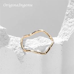 Wedding Rings 14K Gold Filled Wave Ring Handmade Band Minimalism Jewellery Dainty Boho waterproof Tarnish Resistant 231030