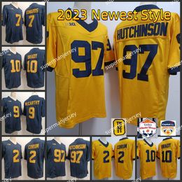 Michigan Football Jersey 9 J.J. Mccarthy 10 Tom Brady 7 Donovan Edwards 97 Aidan Hutchinson 2 Blake Corum Jersey Michigan Wolverines Jerseys Newest