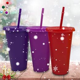 Tumblers 24oz Flash Powder Cups Glitter Coffee Cup With Lid&Straw Plastic Tumbler Reusable Party Water Bottles Cute Christmas Girls Gift