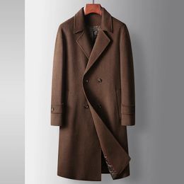 Men Blends Mens Winter 73 Coat Business Causal Slim Long Double Breasted Solid Woolen Overcoat Fashion Warm Windbreaker 231027