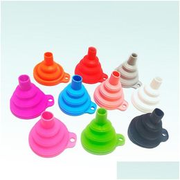 Other Bar Products Foldable Funnels Kitchen Mini Folding Sile Funnel Mticolor Tools Telescopic Liquid Dispensing Oil Leak Home Accesso Dhjo6