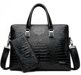 Briefcases Men's Brand Pattern Briefcases Designer Alligator PU Leather Handbag Business office laptop bag male Vintage Tote 231030