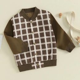 Jackets Toddler Baby Baseball Jacket Spring Autumn Clothes Plaid Long Sleeve Coat Button Cardigan For Infant Outwear