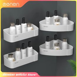 Bathroom Shelves MENGNI-Wall mounted Plastic Storage Shelf Shower Product Holder Kitchen Storage rack Bathroom Accessories sets 231030