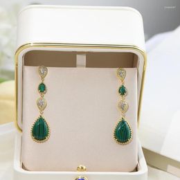 Stud Earrings 2023 Trend Classic High Quliaty Luxury Jewelry For Women Malachite Water Drop Pure 925 Sliver Gifts