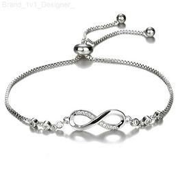 Charm Bracelets Fashion Crystal Infinity Bracelet For Women Summer Adjustable Cz Endless Charm Tennis Bracelet BirtHDay Jewelry Gift L231030