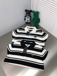 2023 New Men's Stripe Knitted Long Sleeve Polo Shirt Low Luxury Quality Design Casual Long Sleeve Shirt