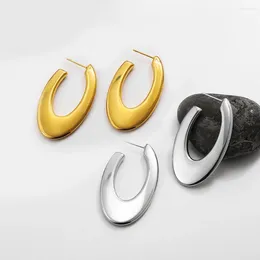Hoop Earrings C-shaped Punk Gold Colour 316L Stainless Steel Earring For Women Geometric Ear Studs Lightweight Waterdrop Thick Jewellery