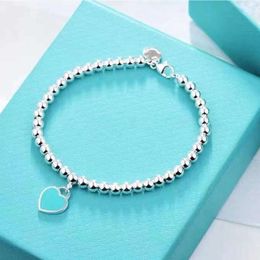 Chains Luxury Women's Bracelets Tiff Bangle Love Heart-shaped Enamel Pendant Hand Chain Female Tiffanjewelry S925 Silver Girl Friend Handchains Bracelet 1q4r