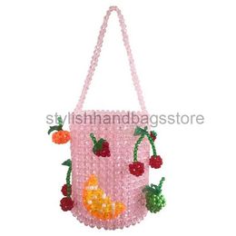 Shoulder Bags Bags Luxury pure woven bucket bag fashion pearl bead women's soul messenger bagstylishhandbagsstore