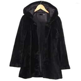 Women's Fur 2023 Fashion High Imitation Hooded Coat Female Long Thick Faux Super Warm Velvet Jacket Women Winter Clothes