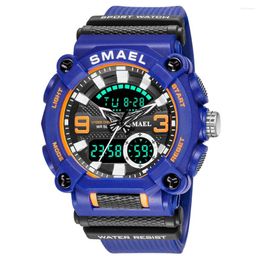 Wristwatches Fashion Smael Top Brand Sport Men Waterproof 50m Led Chronograph Electronic Clock Dual Time Zone Quartz Military Watches