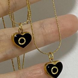 2023 black love heart luxury designer pendant necklaces for women 18k gold brand nice charm elegant choker link chain necklace Jewellery gift