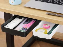 Storage Boxes Bins Under Desk Drawer Organiser invisible storage box self Adhesive Stationary Container Bedroom Sundry Makeup hold7539195