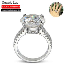 Wedding Rings Serenty Day Real D Colour 10 Full Ring For Women S925 Sterling Silver Plated 18K White Gold Fine Jewellery 231030